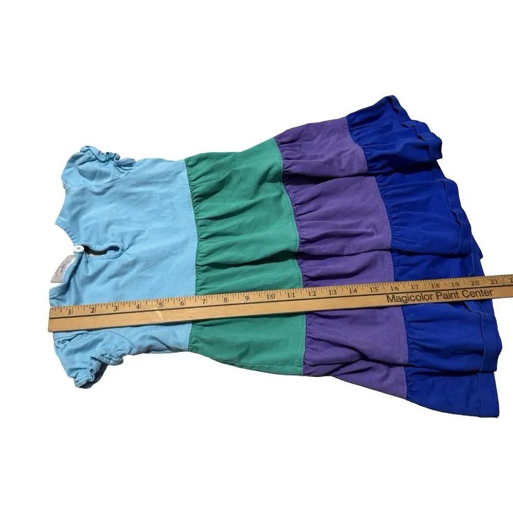 Hanna Andersson BlueColorful Colorblock Rainbow Twirl Cotton Dress 100 4t
